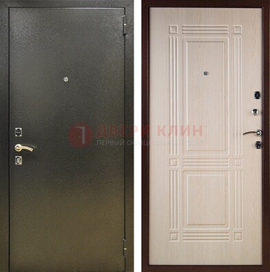 Стальная темно-серая дверь с порошковым напылением и МДФ Белый дуб ДП-277 в Волоколамске
