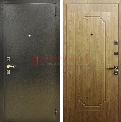 Темно-серая входная дверь с порошковым покрытием и МДФ Золотой дуб ДП-291 в Волоколамске
