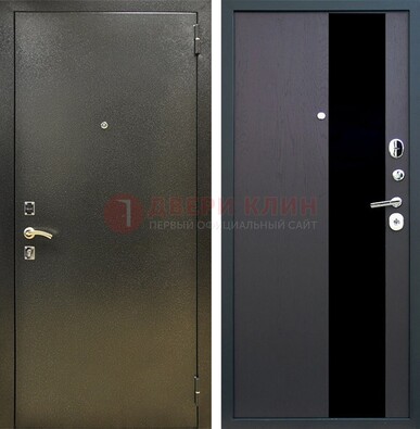 Входная темная дверь с порошковым покрытием и МДФ со стеклом ДП-294 в Волоколамске