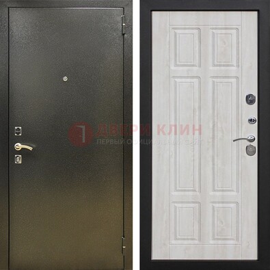 Входная темно-серая дверь с порошковым напылением и МДФ с филенкой ДП-302 в Волоколамске