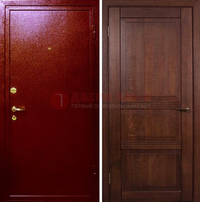 Красная железная дверь с порошковым окрасом ДП-58 в Волоколамске