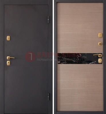 Коричневая металлическая дверь с порошковым окрасом ДП-82 в Уфе