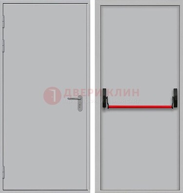 Белая металлическая противопожарная дверь с длинной ручкой ДПП-14 в Волоколамске