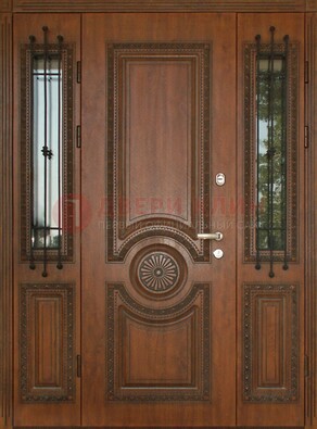 Парадная распашная стальная дверь Винорит со стеклом ДПР-106 в Волоколамске