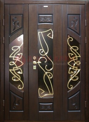 Парадная дверь со стеклом и ковкой ДПР-1 в каркасный дом в Волоколамске
