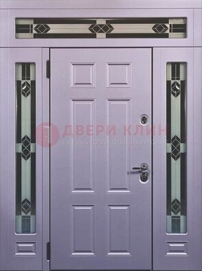 Филенчатая железная парадная дверь с фрамугами ДПР-82 в Волоколамске