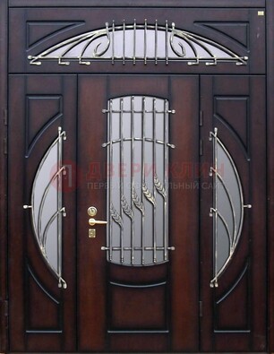 Парадная дверь со стеклянными вставками и ковкой ДПР-9 для улицы в Волоколамске