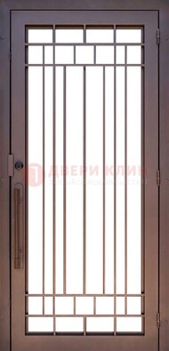 Стальная решетчатая дверь в коричневом цвете ДР-12 в Волоколамске