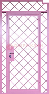 Розовая металлическая решетчатая дверь ДР-15 в Волоколамске