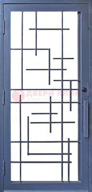 Современная железная решетчатая дверь синяя ДР-31 в Волоколамске