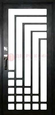 Черная стальная решетчатая дверь в современном стиле ДР-43 в Волоколамске