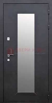 Черная стальная дверь порошок со стеклом ДС-33 в Волоколамске