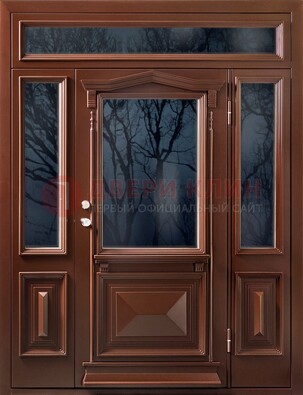 Коричневая металлическая дверь со стеклом ДС-67 в Волоколамске