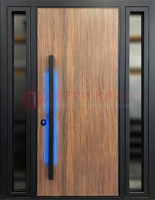 Коричневая металлическая дверь со стеклом ДС-69 в Волоколамске