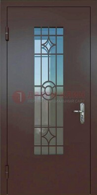 Входная металлическая дверь со стеклом для дома ДС-6 в Волоколамске
