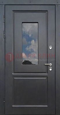 Чёрная металлическая дверь со стеклом ДС-77 в Волоколамске