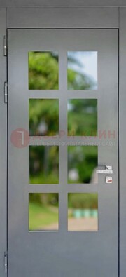 Серая металлическая дверь со стеклом ДС-78 в Волоколамске