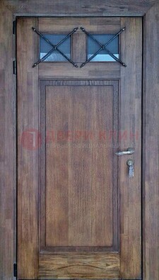 Металлическая дверь с Виноритом со стеклом и ковкой под старину ДСК-209 в Волоколамске