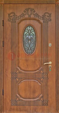 Резная металлическая дверь Винорит со стеклом и ковкой ДСК-215 в Волоколамске