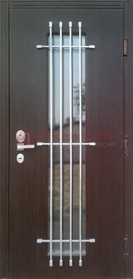 Современная стальная дверь с Виноритом стеклом и ковкой ДСК-262 в Великом Новгороде