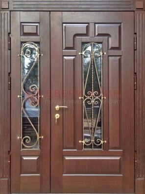 Стальная распашная дверь Винорит стекло и ковка ДСК-274 в Волоколамске