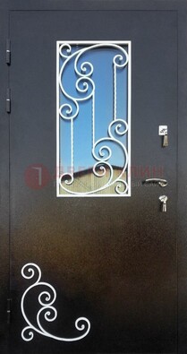 Входная дверь Порошок со стеклом и ковкой ДСК-278 в Волоколамске