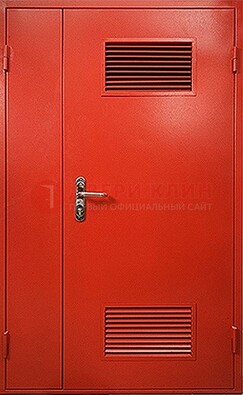 Красная железная техническая дверь с вентиляционными решетками ДТ-4 в Волоколамске