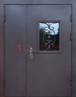 Тамбурная дверь Порошок со стеклом и ковкой ДТМ-48 в Волоколамске