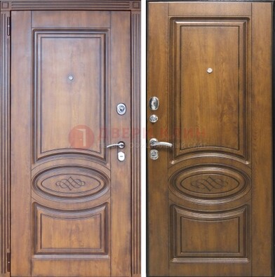 Коричневая металлическая дверь с виноритом ДВТ-10 в Волоколамске