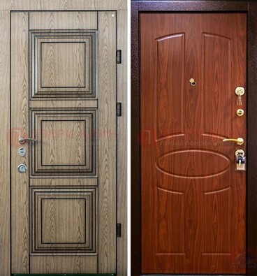 Стальная дверь с виноритом в цвете Итальянский орех и филенчатой МДФ ДВТ-110 в Волжском