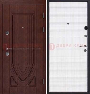 Уличная темная филенчатая дверь с виноритом и МДФ Белый ясень ДВТ-141 в Волоколамске