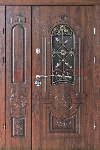 Металлическая дверь с узором и виноритом ДВТ-146