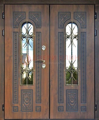 Стальная дверь в цвете Итальянский орех с виноритом и светлой МДФ ДВТ-154 в Волоколамске