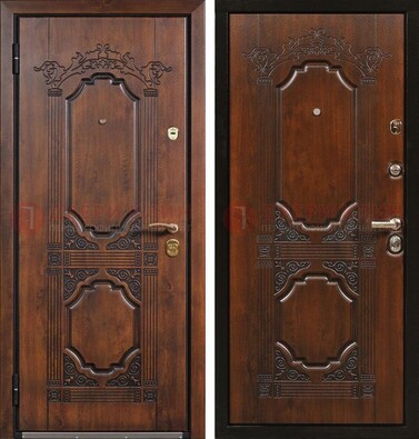 Коричневая железная дверь с виноритом и узором ДВТ-211 в Волоколамске