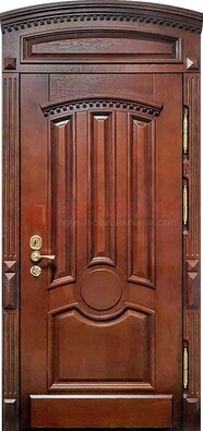 Темная стальная дверь с виноритом и фрамугой ДВТ-238 в Волоколамске