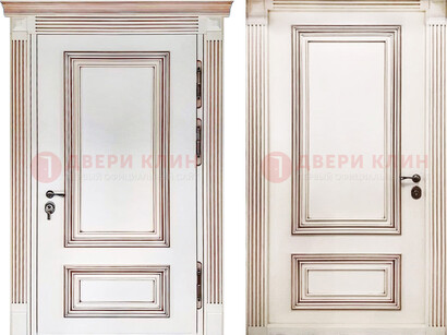 Белая металическая дверь с виноритом для дома ДВТ-239 в Иваново