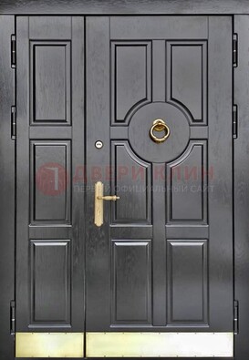 Черная металическая дверь с виноритом для дома ДВТ-241 в Волоколамске
