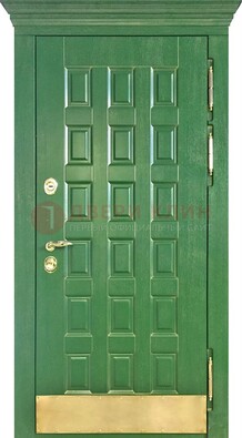 Входная зеленая дверь с виноритом для коттеджа ДВТ-249 в Оренбурге