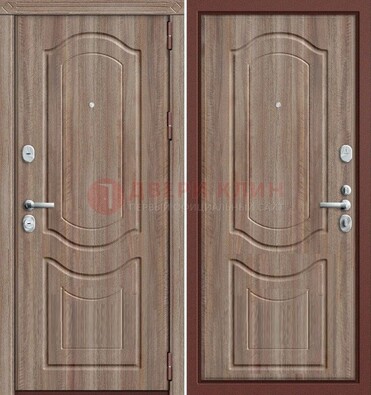Коричневая металлическая дверь с виноритом ДВТ-26 в Выборге