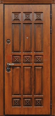 Коричневая стальная дверь с виноритом ДВТ-36 в Волоколамске