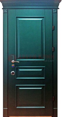 Зеленая входная филенчатая дверь с виноритом ДВТ-62 в Талдоме