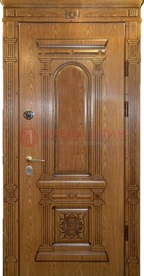 Коричневая железная дверь с виноритом Золотой дуб ДВТ-67 в Волоколамске