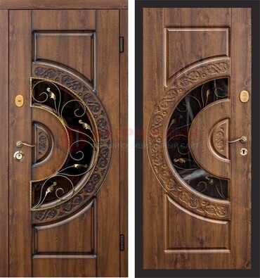Металлическая дверь с виноритом и панелью Итальянский орех ДВТ-71 в Волоколамске