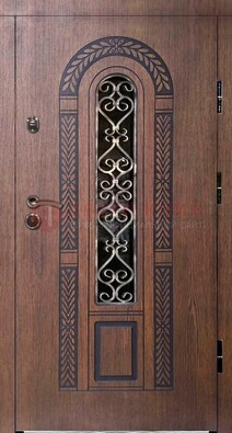 Стальная коричневая дверь с виноритом и МДФ ДВТ-81 в Калуге