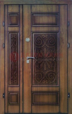 Входная железная дверь с виноритом и панелью Белый дуб внутри ДВТ-96 в Волоколамске