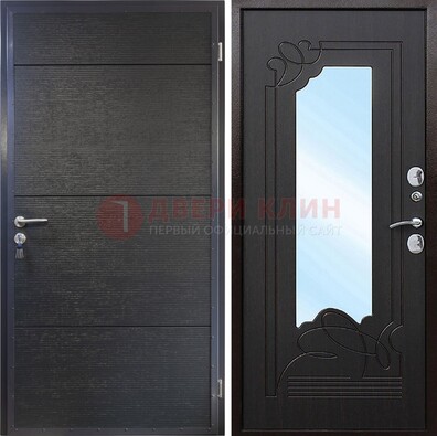Темная Железная дверь c виноритом и МДФ с зеркалом ДЗ-119 в Волоколамске