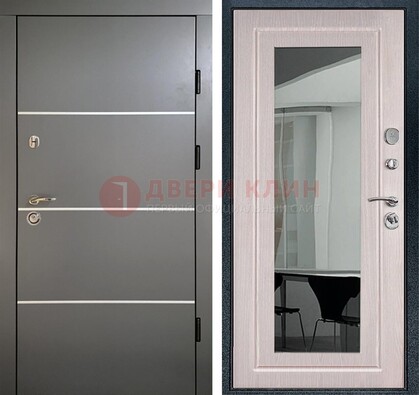 Черная металлическая дверь с зеркалом ДЗ-12 в Волоколамске