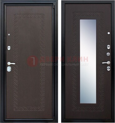 Темная стальная дверь с зеркалом ДЗ-20 в Волоколамске