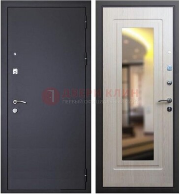 Черная металлическая дверь с зеркалом ДЗ-26 в Волоколамске