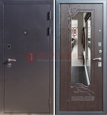 Черная входная дверь с зеркалом МДФ внутри ДЗ-29 в Волоколамске